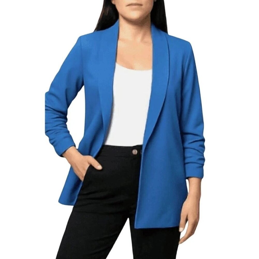 Dakota Blue Ladies' M Crepe Blazer Ruched Sleeves Open Front  L1178